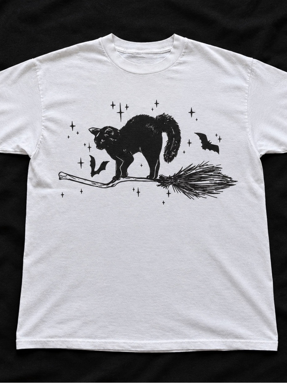 White Cat & Broom Gildan Graphic Tee